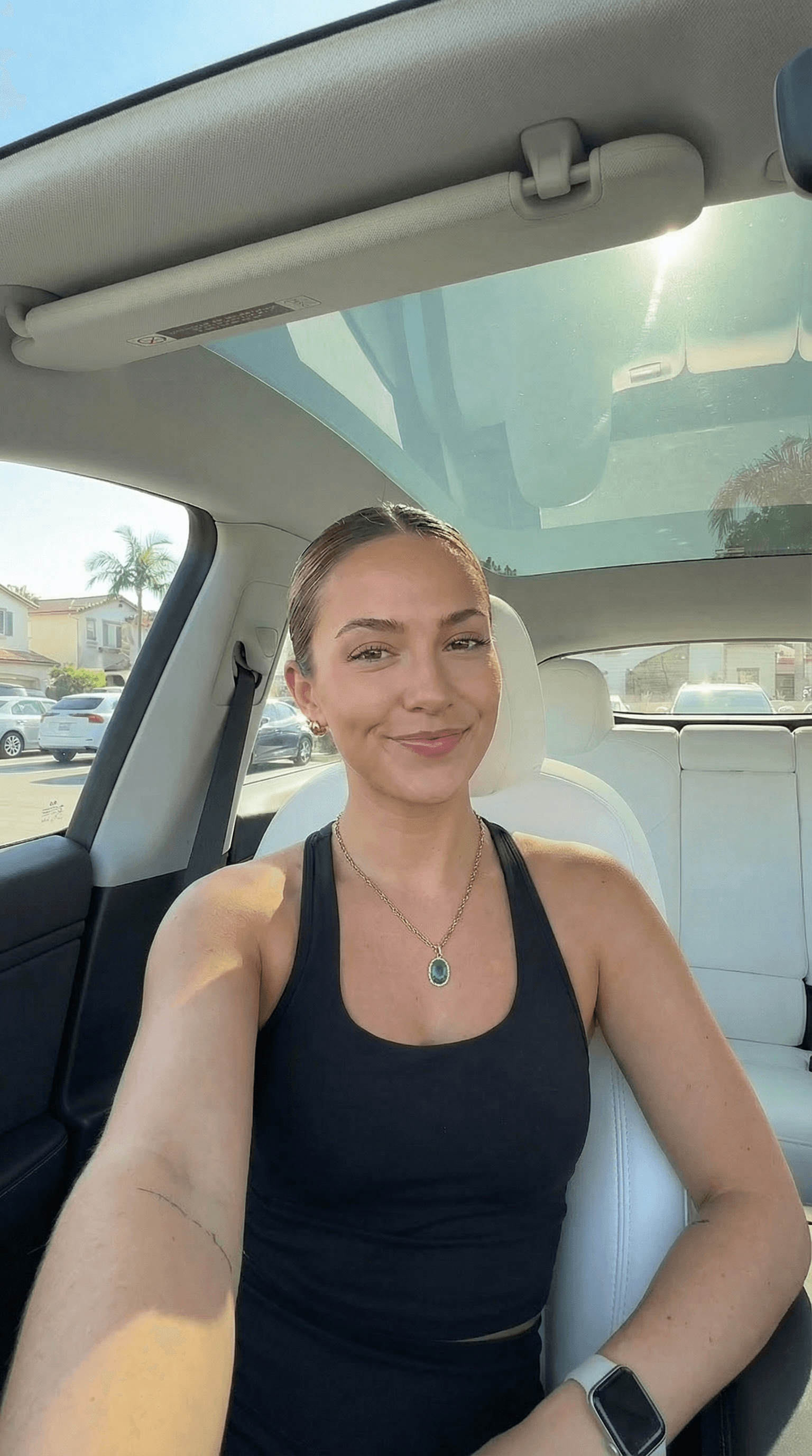 AI avatar: European woman in a Tesla, UGC-style ad example